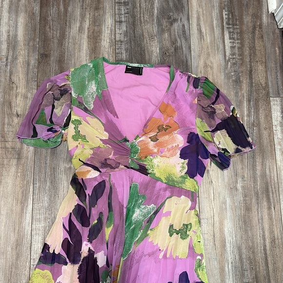 ASOS Pleated Floral Flutter Short Sleeve Midi Dress NEW 6 - Picture 6 of 10